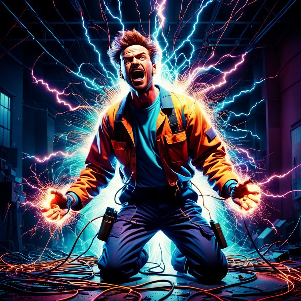 Electrocution in 3D Digital Art with Dynamic Lighting