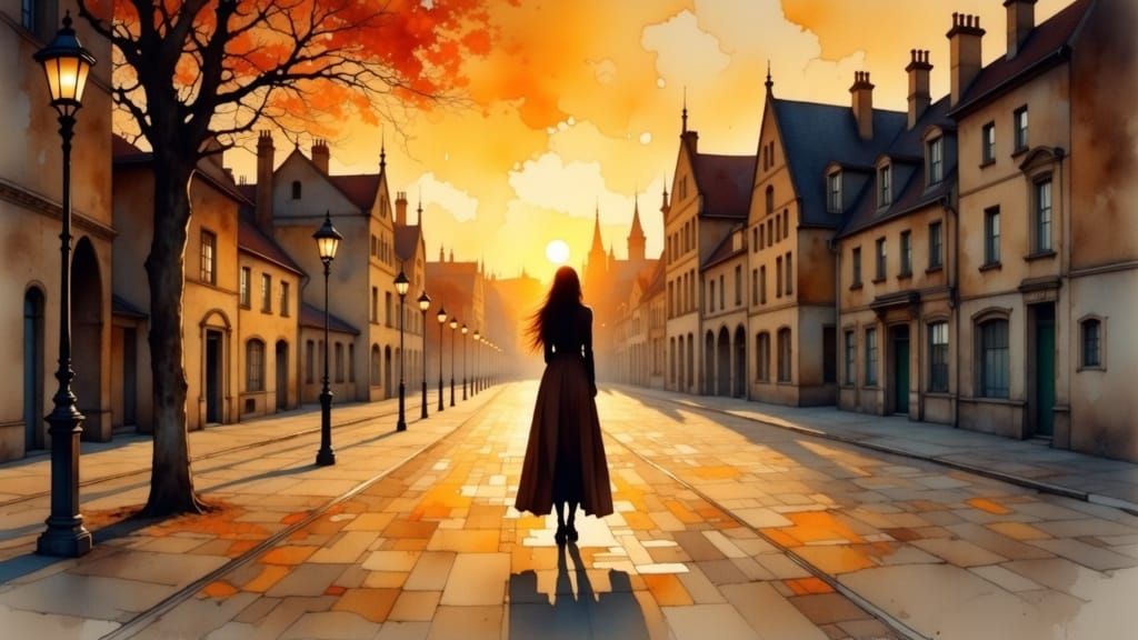 A Lonely Woman in Caen's Central Square