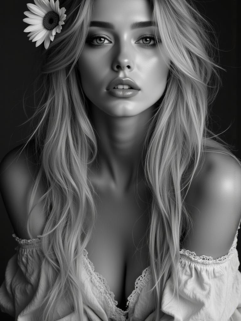 Monochrome Portrait in Film Noir Style