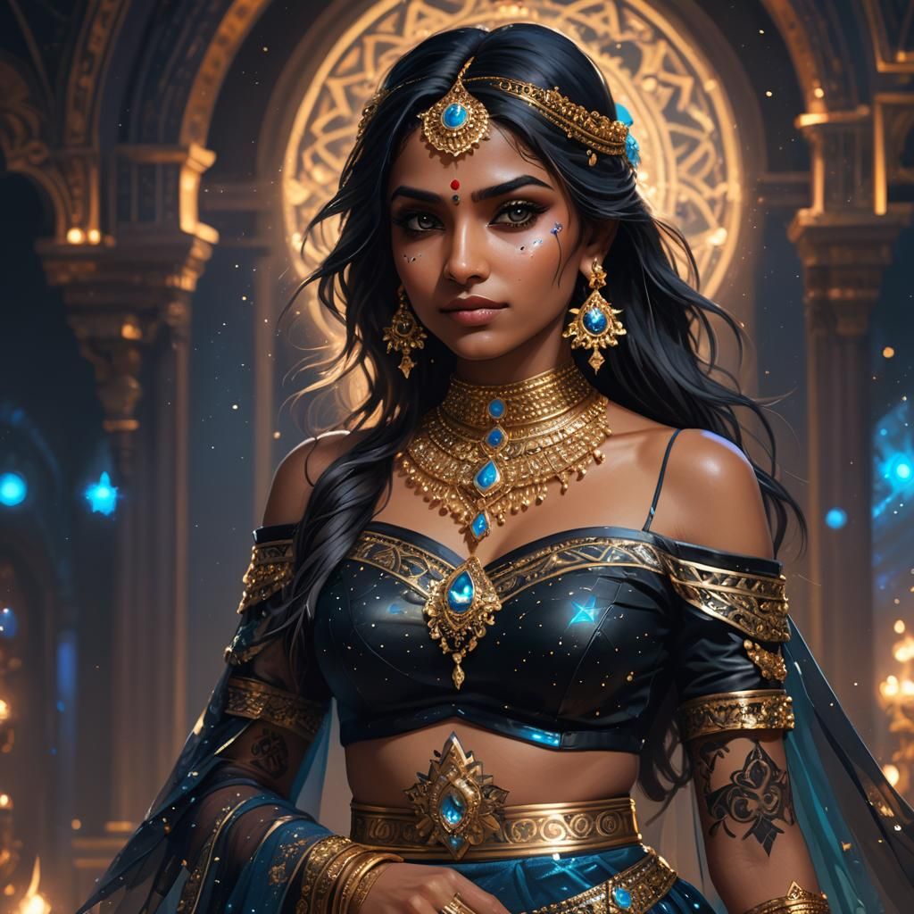 Indian Girl Portrait with Star Tattoo