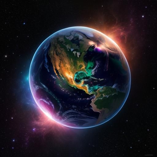 Cosmic Regions Beyond Earth: Holographic Astral Illustration