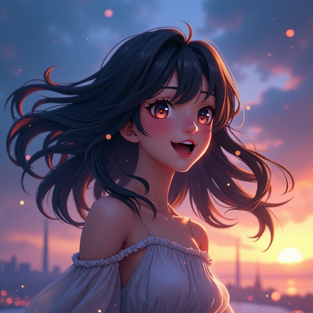 Anime Girl Singing: Detailed Matte Painting in 8k