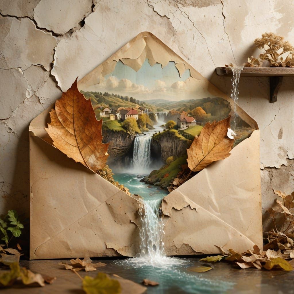Double Exposure Leaves Reveal Countryside Landscape