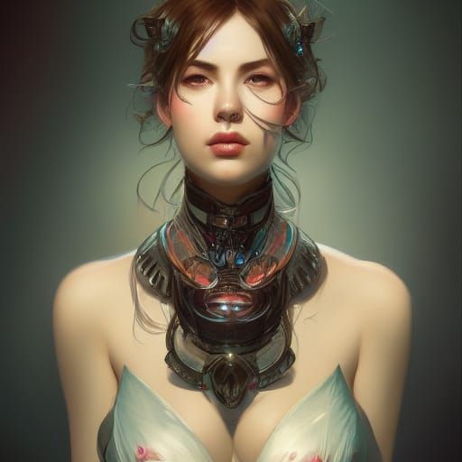 Detailed Corset Portrait in Art Nouveau Style