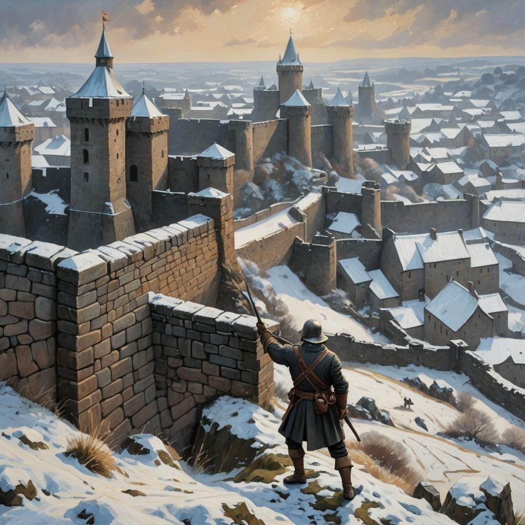 Welsh Ramparts: A Medieval Fantasy Oil Painting