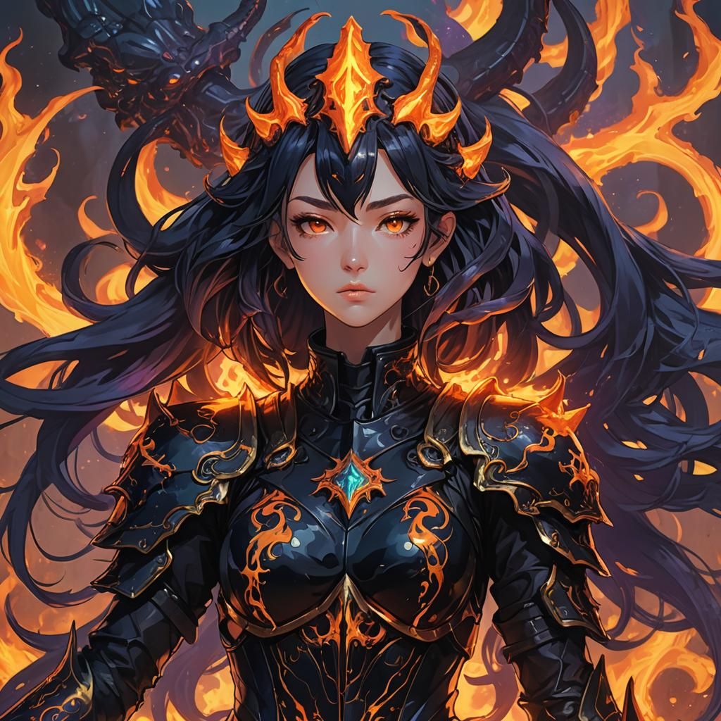 Dark Fantasy Anime Girl with Cthulhu Armor