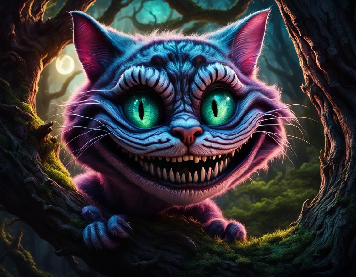 Hyperrealistic Cheshire Cat in Burton Style