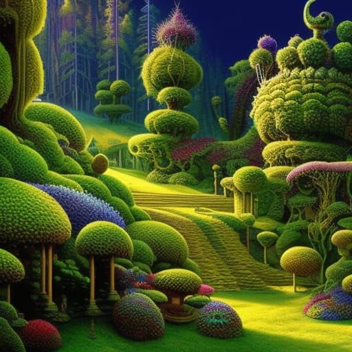 Luxurious Green Robot Surrounded by Cornflowers