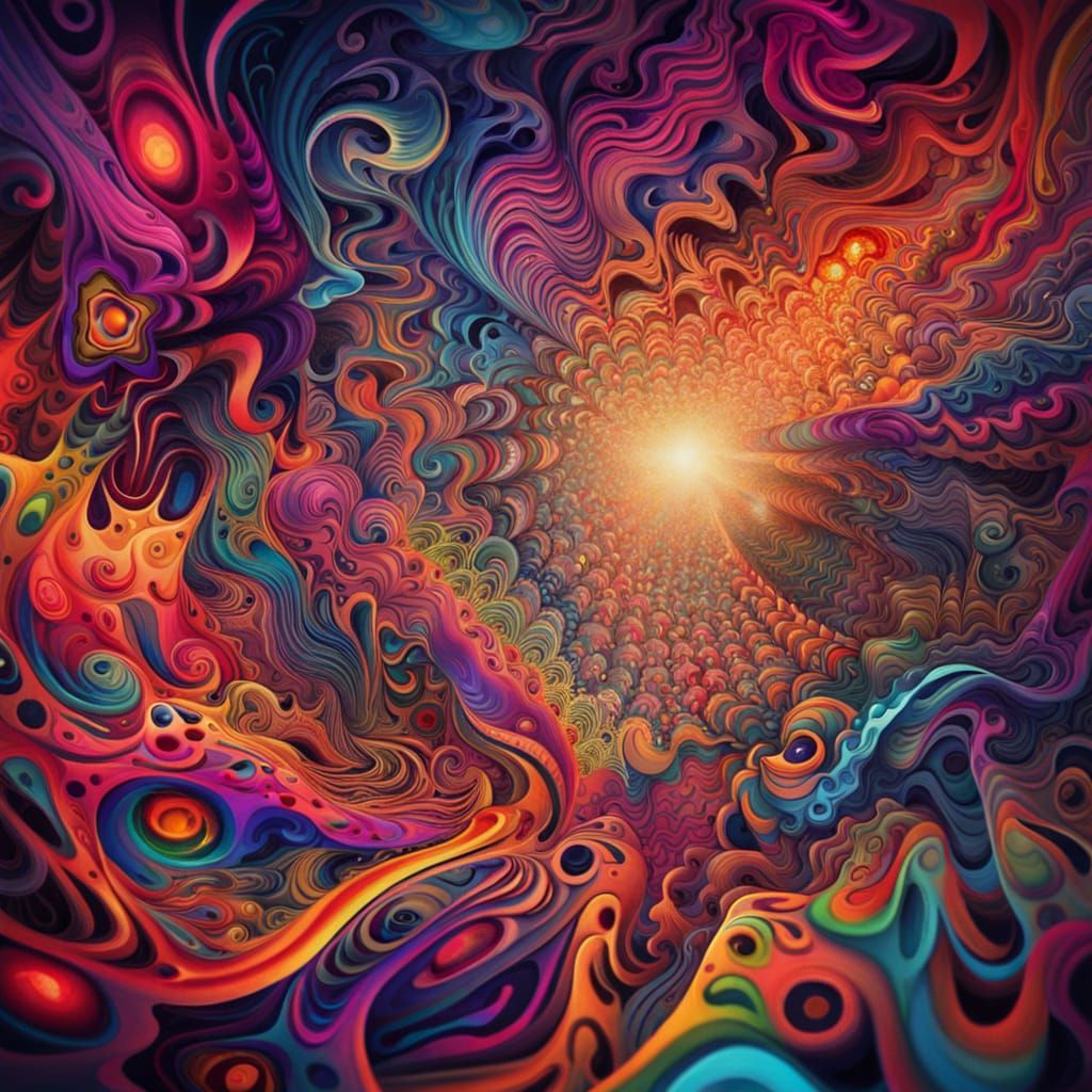 Abstract Psychedelic Vortex of Colors and Shapes