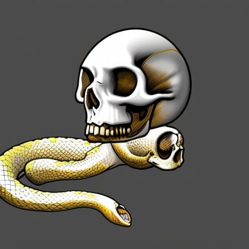 Snake in Skull Eye Socket: Acid Surrealism