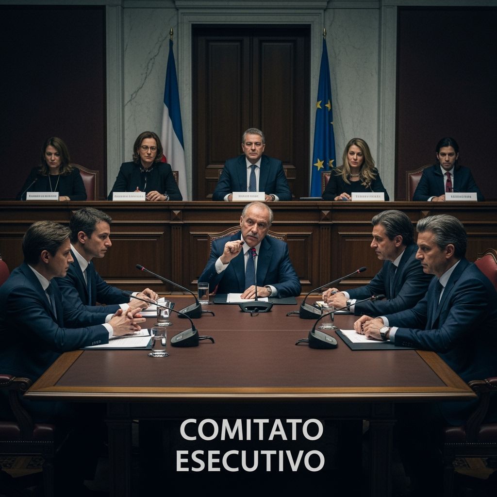 Tense Executive Meeting in Christopher Nolan Film Style