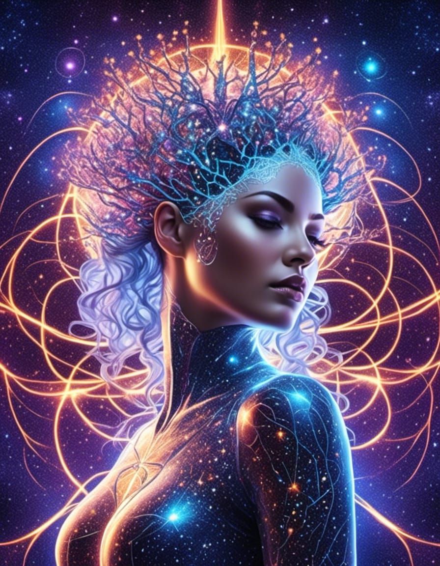 Luminescent Neurons Firing Within Female Form