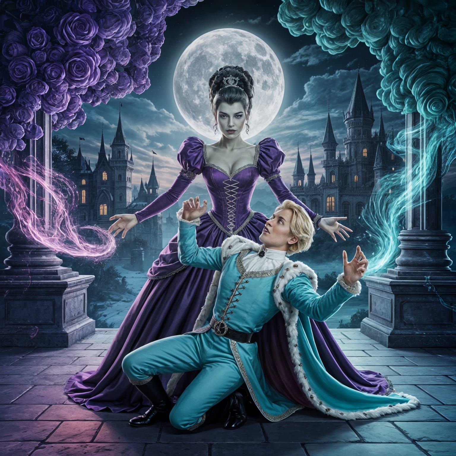 Victorian Vampire Queen Dominates Her Captive in Moonlit Cas...