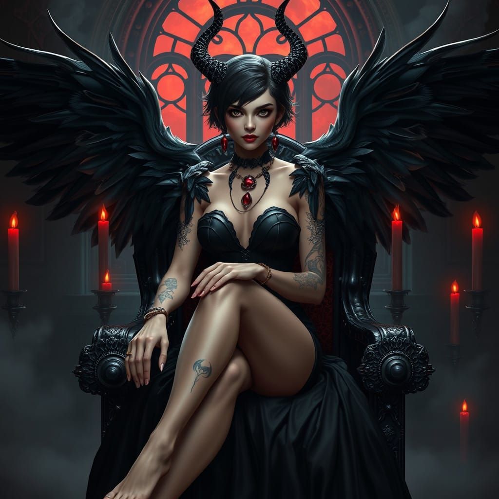 Elegant Queen of the Underworld Reigns in Dark Fantasy