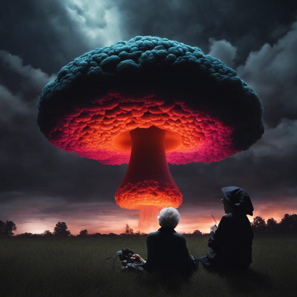 Crochet Nuclear Explosion Under Night Sky