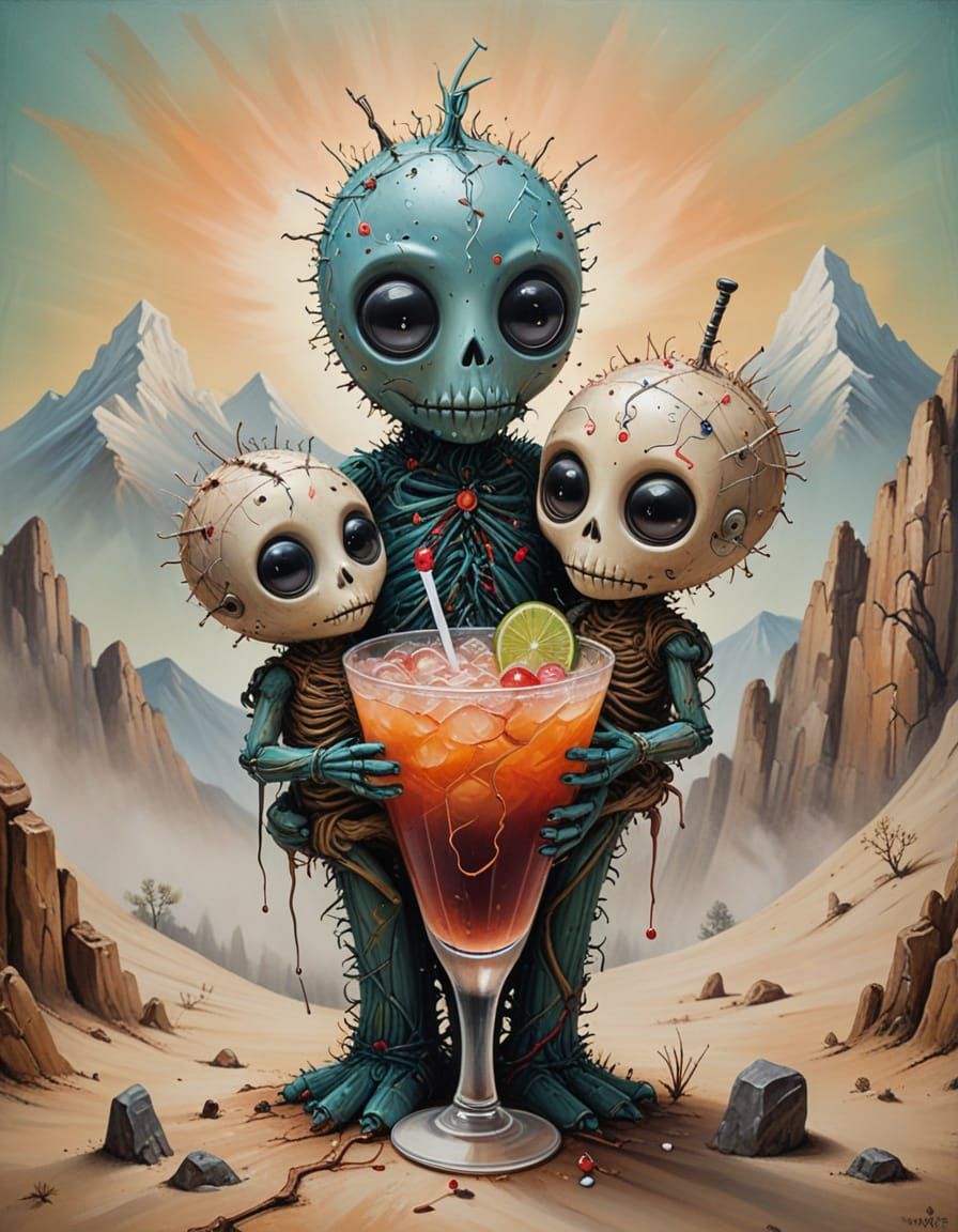 Whimsical Alien Gathering in a Dreamlike Vortex