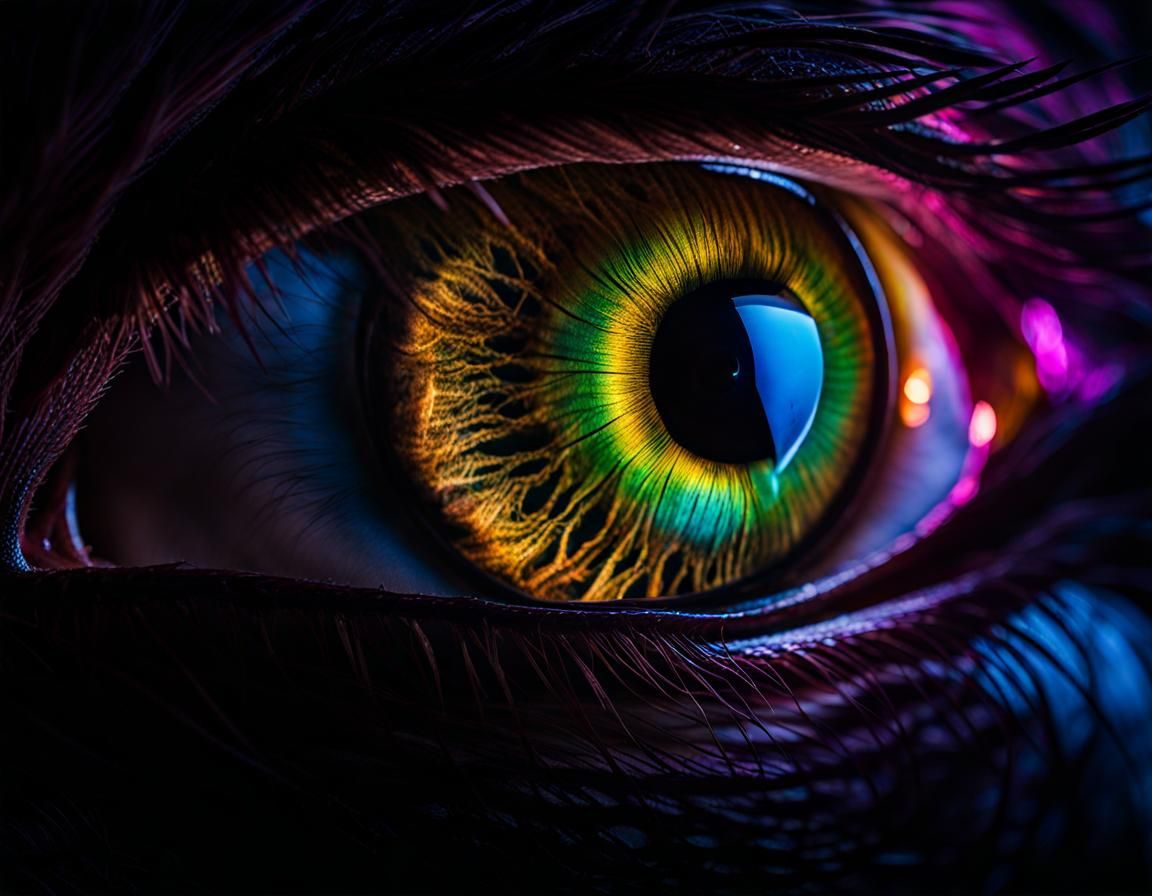 Illuminated Eye Peers from Darkness