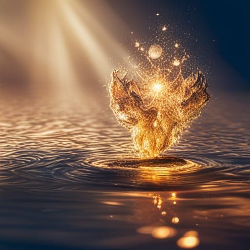 Sparkling Water Reflections in Hyperrealistic Splash Art