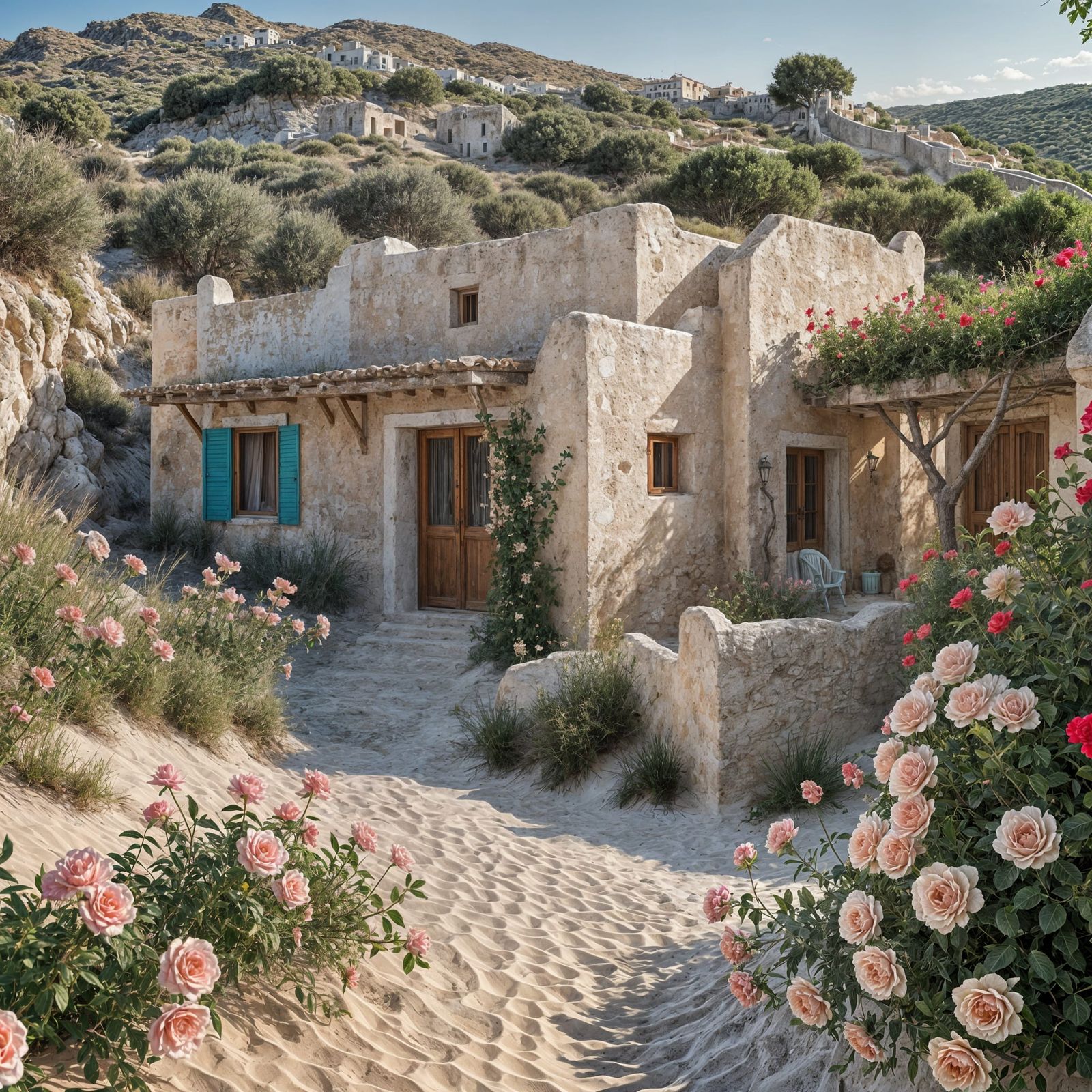 Greek Coastal House with Turquoise Water