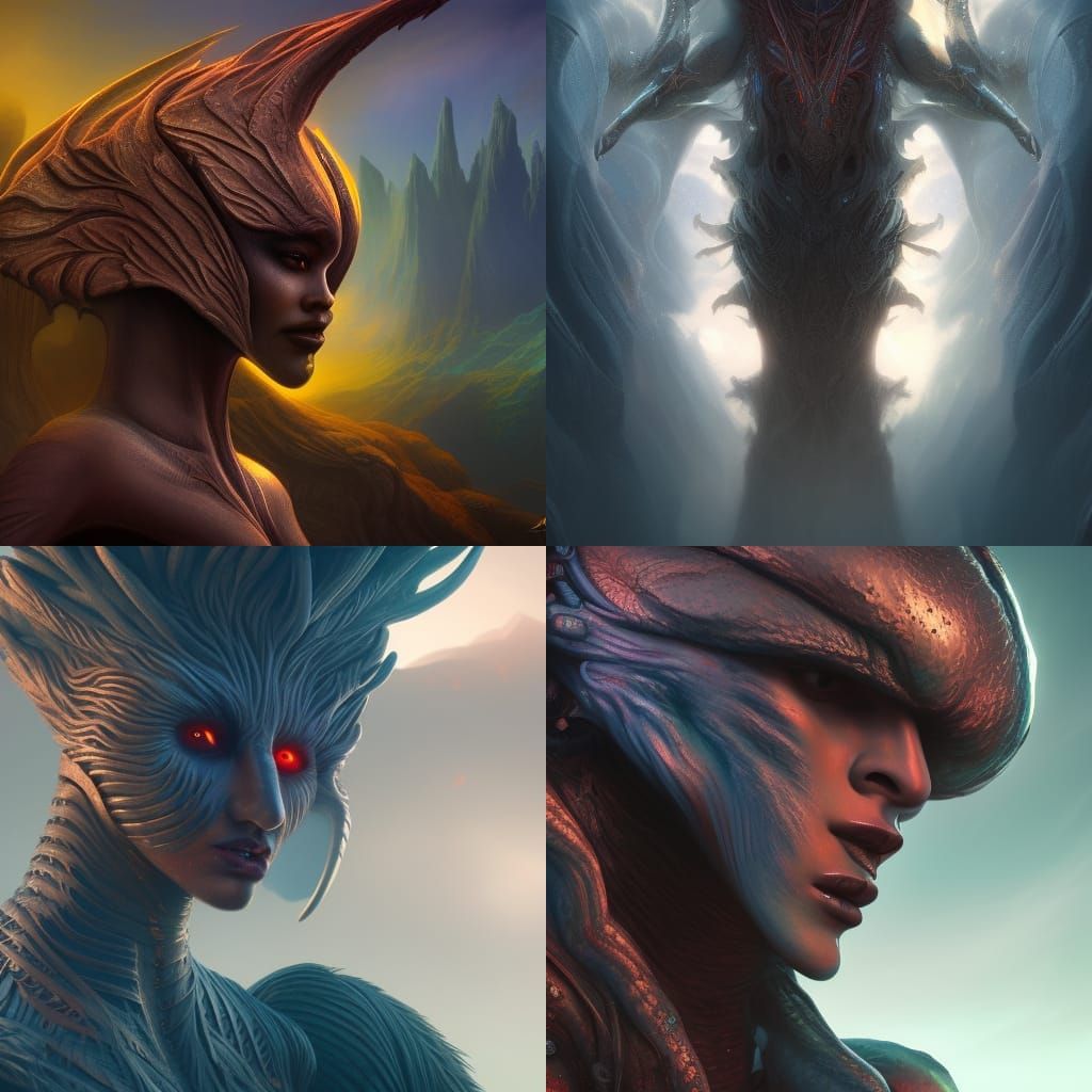 Detailed Alien Portrait: Fantasy Concept Art