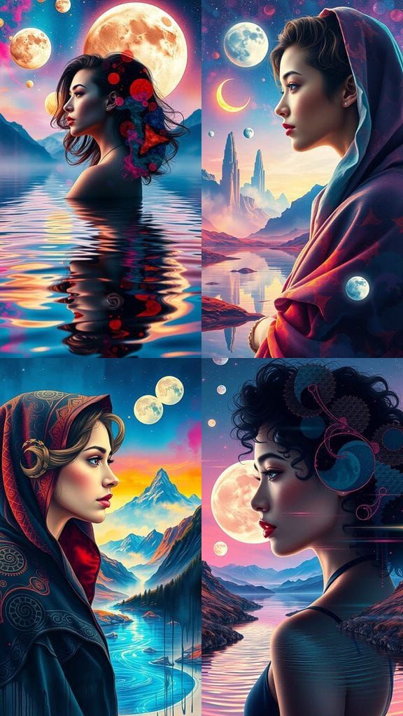 Surreal Double Exposure Portrait of a Woman Amidst an Alien ...