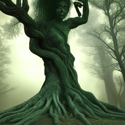 Tree Goddess in Unreal Engine with Dramatic Lighting