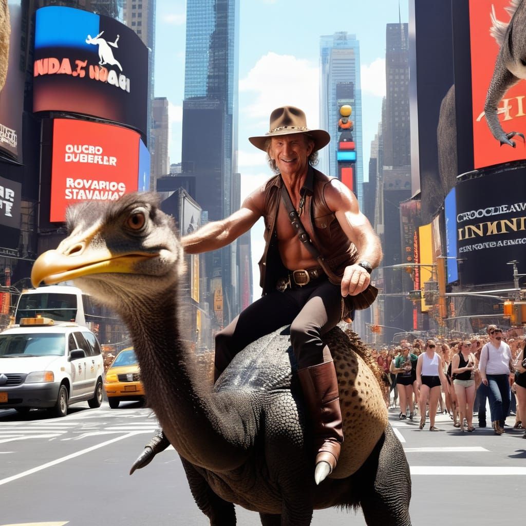 Australian Outback Legend Rides Ostrich Through New York Cit...