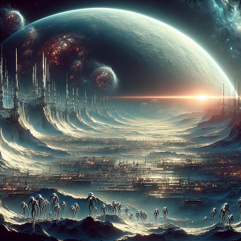 Human Colony on Distant Planet: Sci-Fi Digital Art