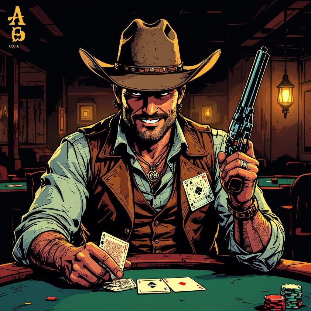 Jack of Spades as Western Gambler in Comic Art Style