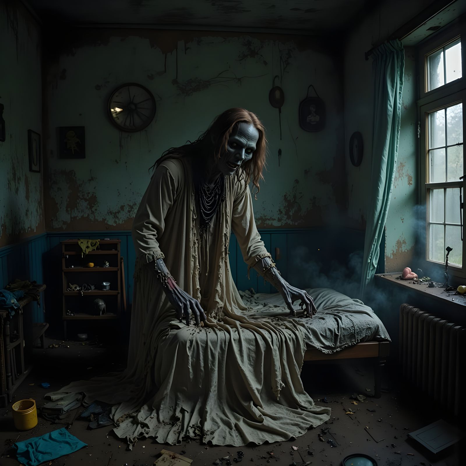 Eerie Decaying Ghost Theft in a Dark Goo-Lit Bedroom