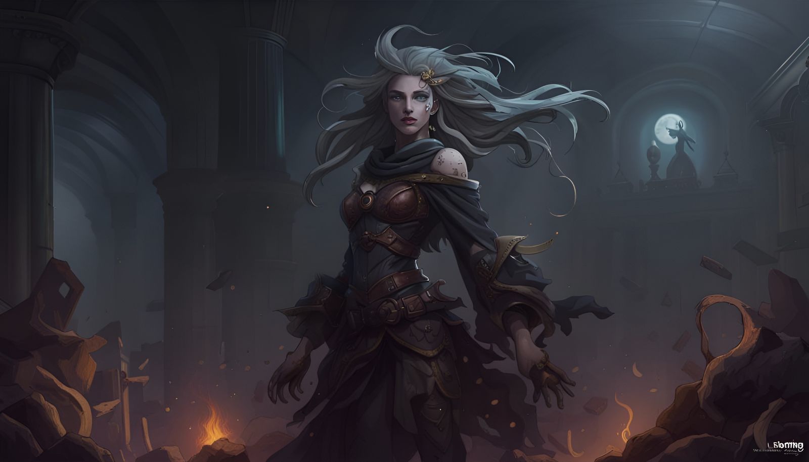 Omnipotent Zombie Woman in Dark Fantasy Art