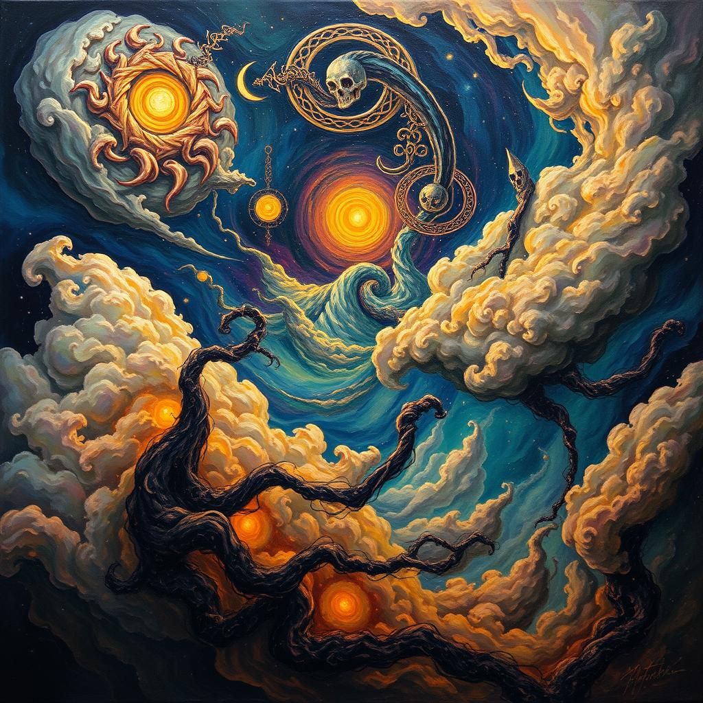 Mystical Celestial Realm in Art Deco Surrealism