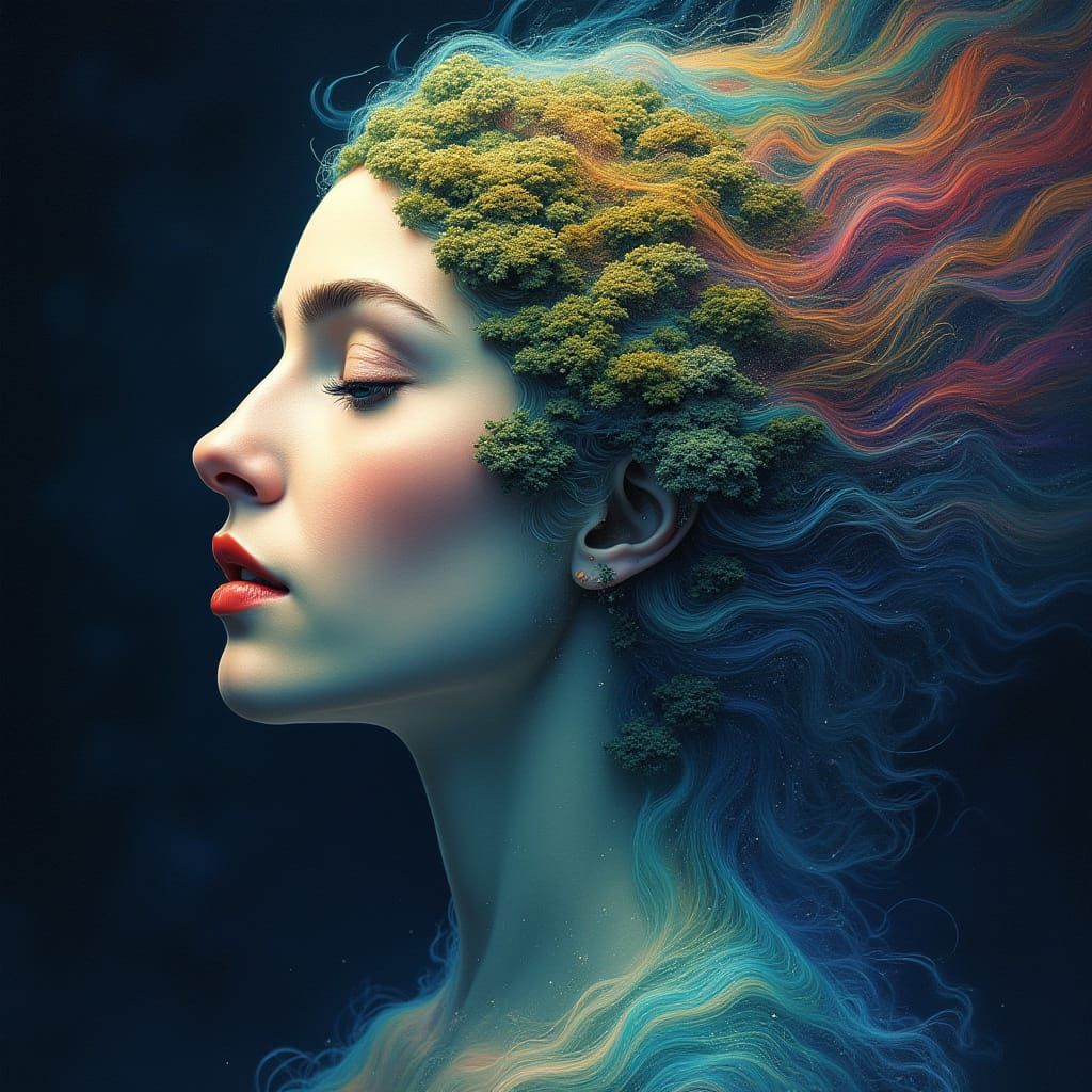 Surreal Goddess of the Earth in Radiant Beauty