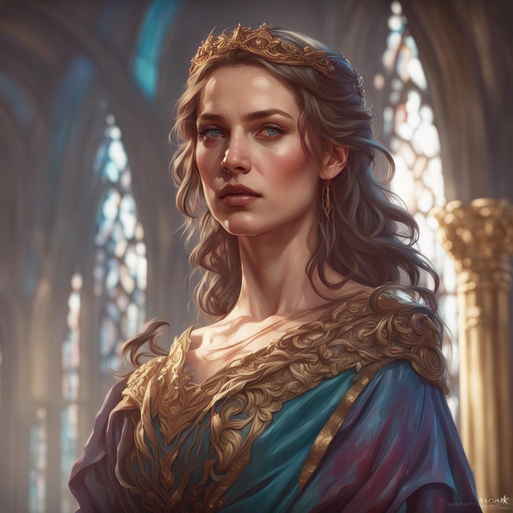 Guinevere Portrait in Art Nouveau Style