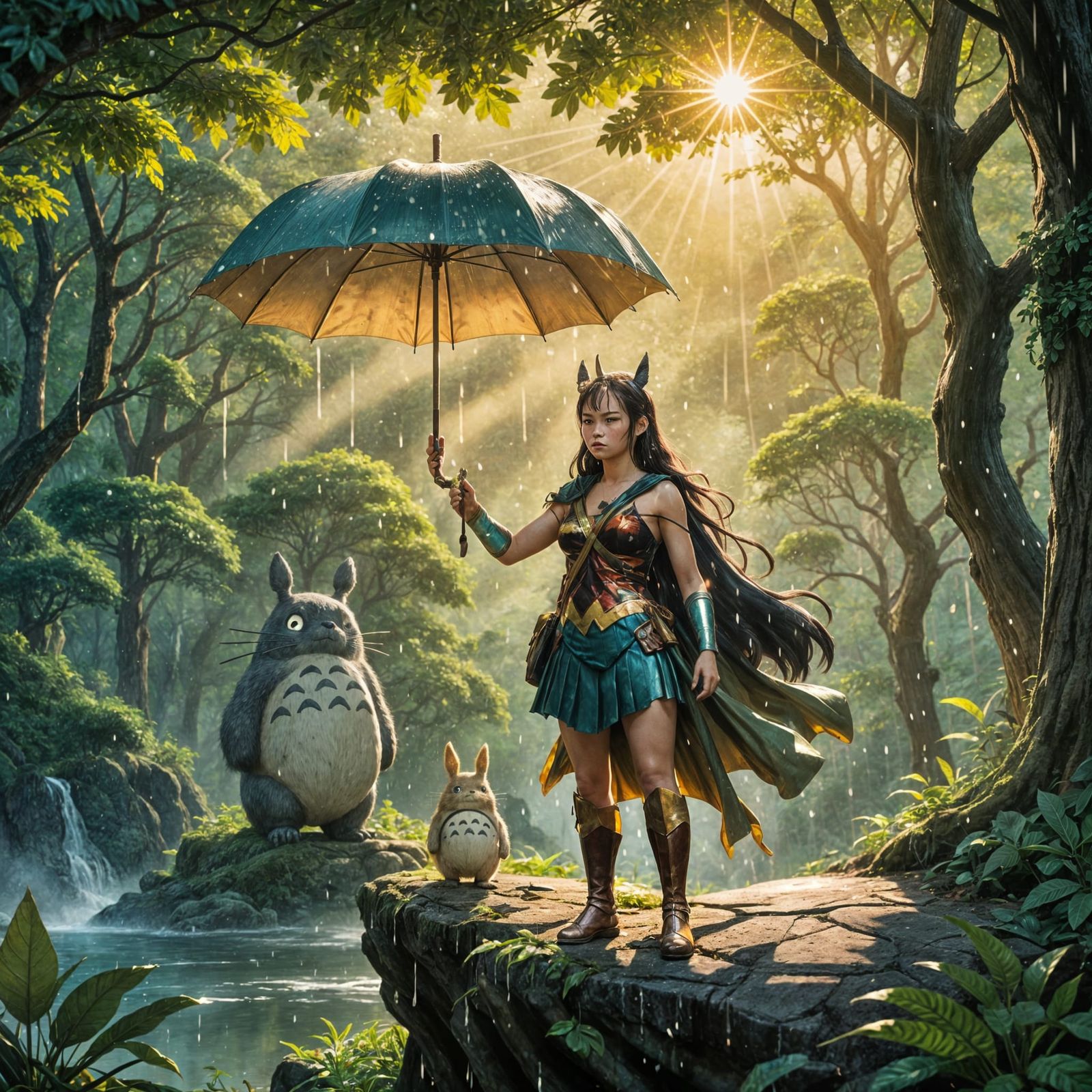 Whimsical Forest Spirits in Studio Ghibli Style