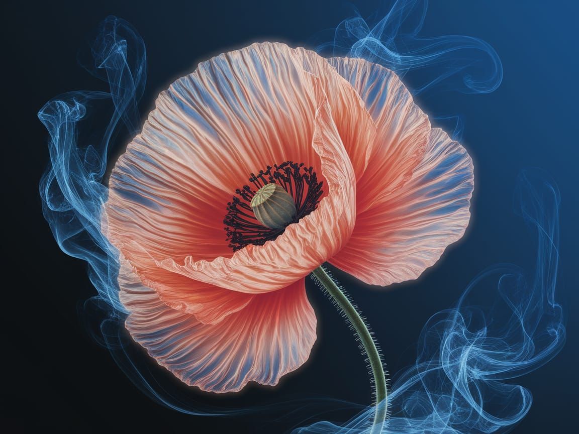Vibrant Poppy Flower in Ethereal Hyper-Realism