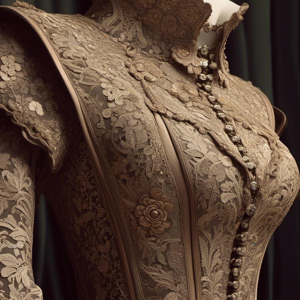 Victorian Corset Fashion Illustration with Intricate Details