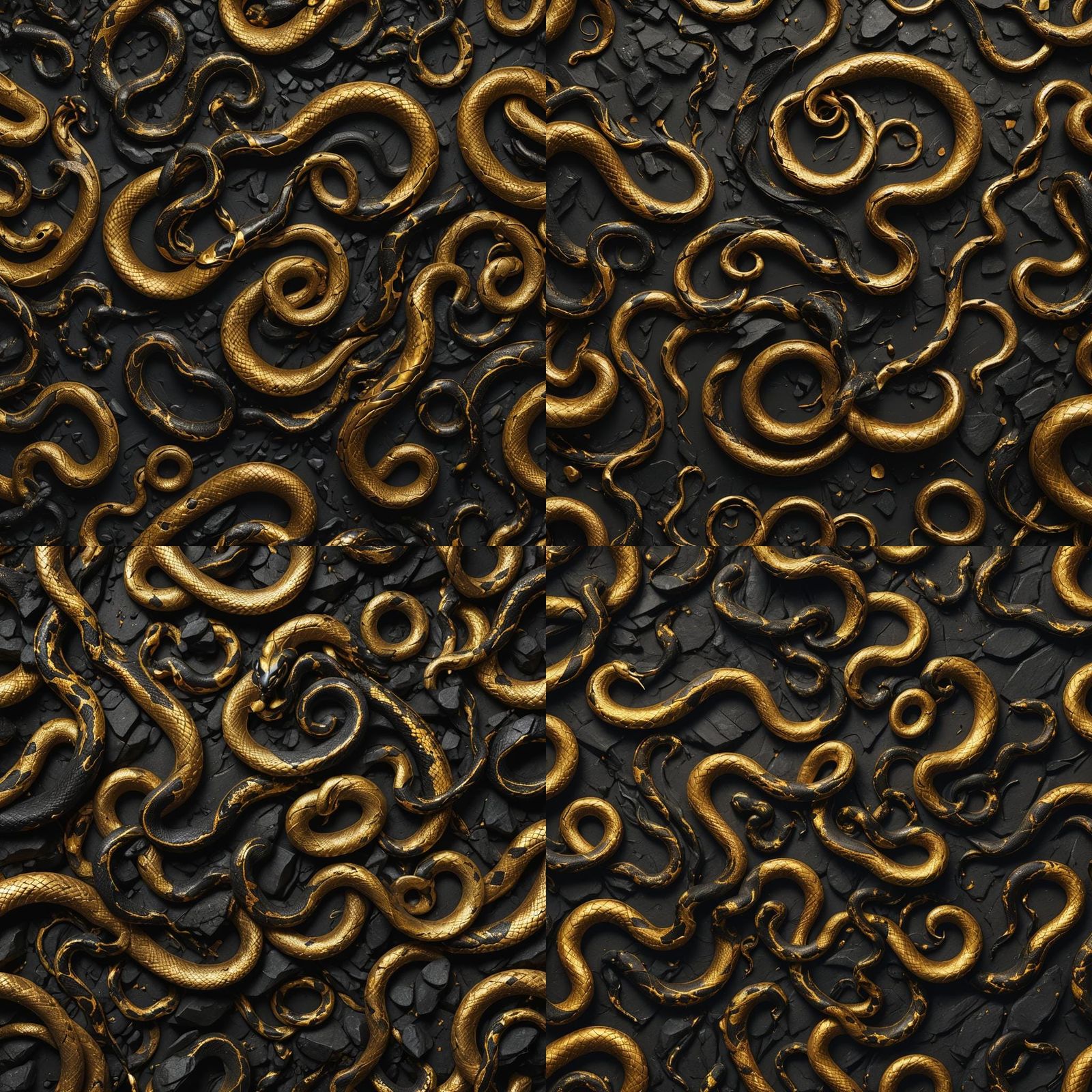 Golden Serpent Figure-Eight in Dark Gold Landscape