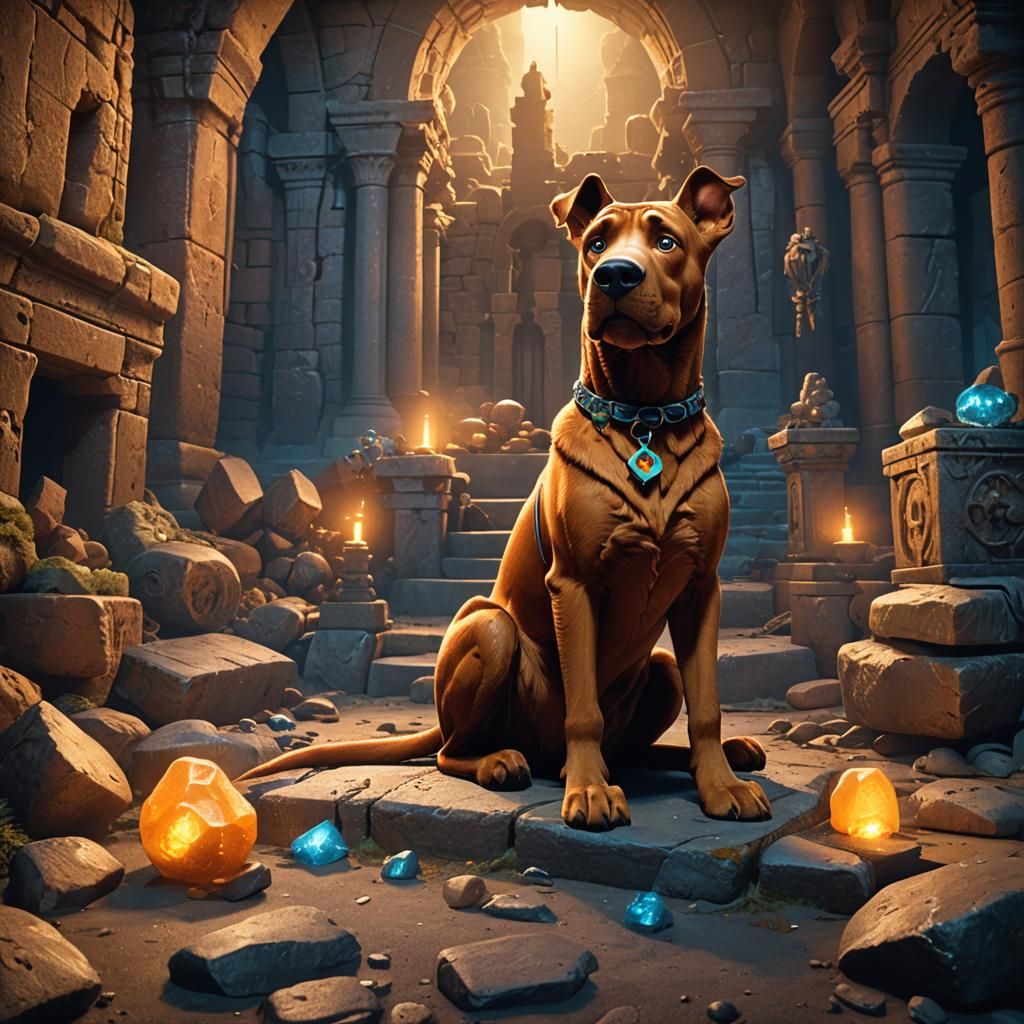 Scooby-Doo in Mystical Ruins: Fantasy Concept Art