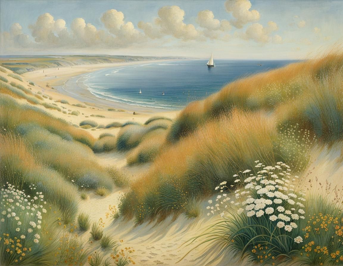 Seaside Dune Landscape in Impressionist Style