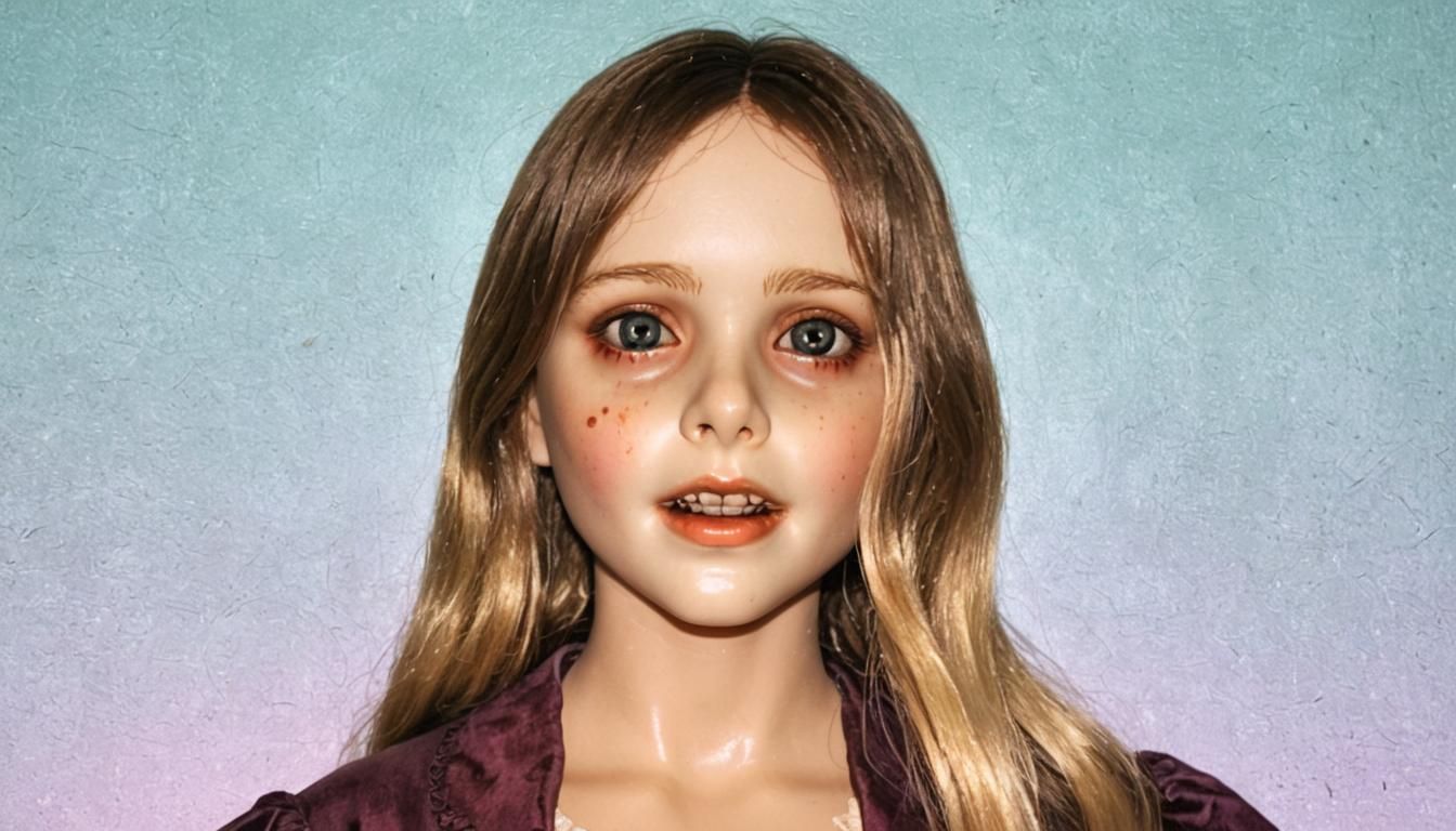 Creepy Doll Art: Unsettling Close-Up in Burton Style