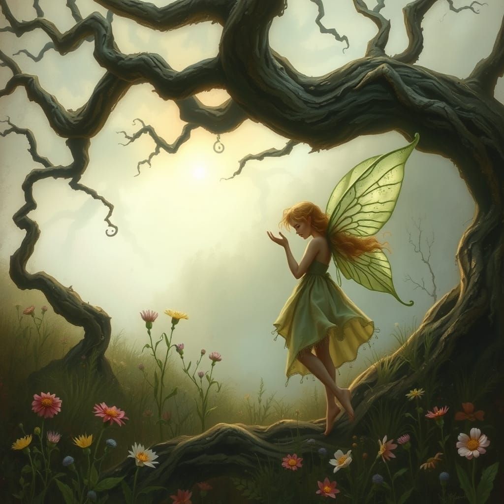 Ethereal Fairy in Mystical Valley: Fantasy Art