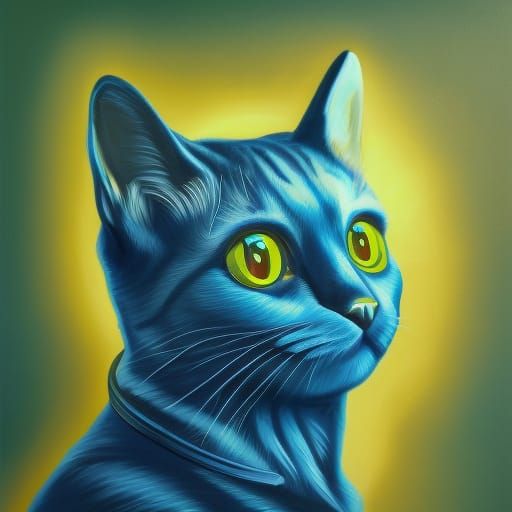 Moody Cat Portrait in Retrofuturistic Atompunk Style