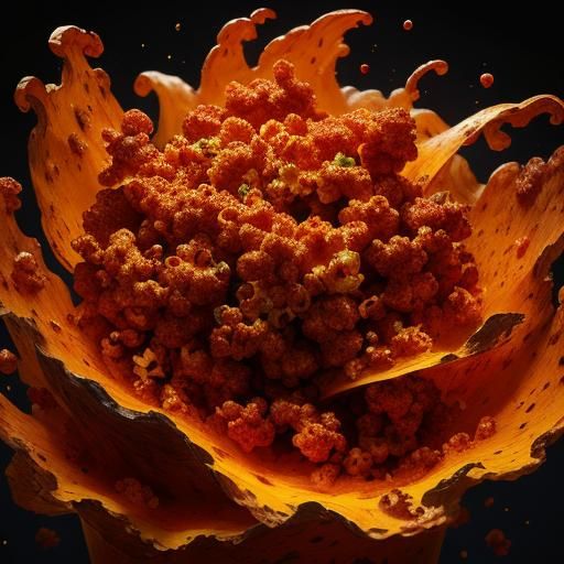 Flaming Spicy Habanero Popcorn in Matte Painting Style
