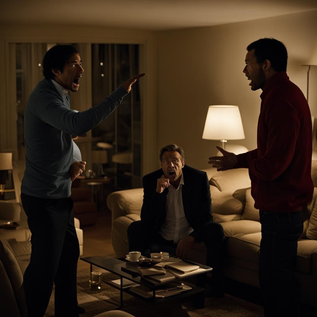 Argument Between Two Men in Living Room
