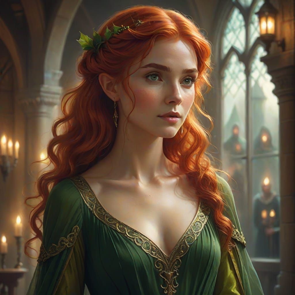 Ethereal Elf Maiden Enters Medieval Hall