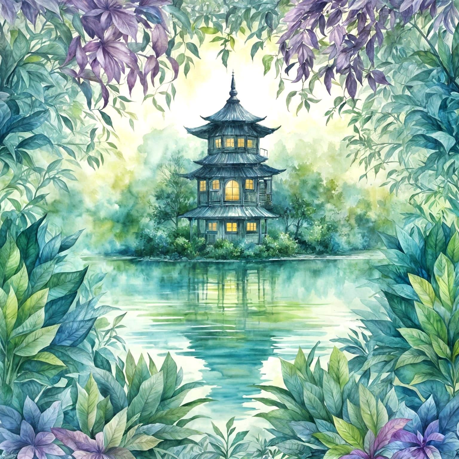 Meditating Character in Soft Pastel Glow