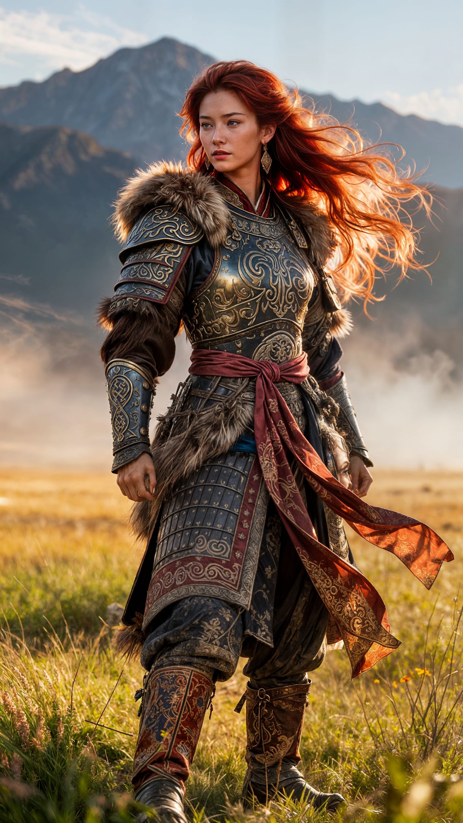 11th Century Mongolian Warrior Woman Concept Art