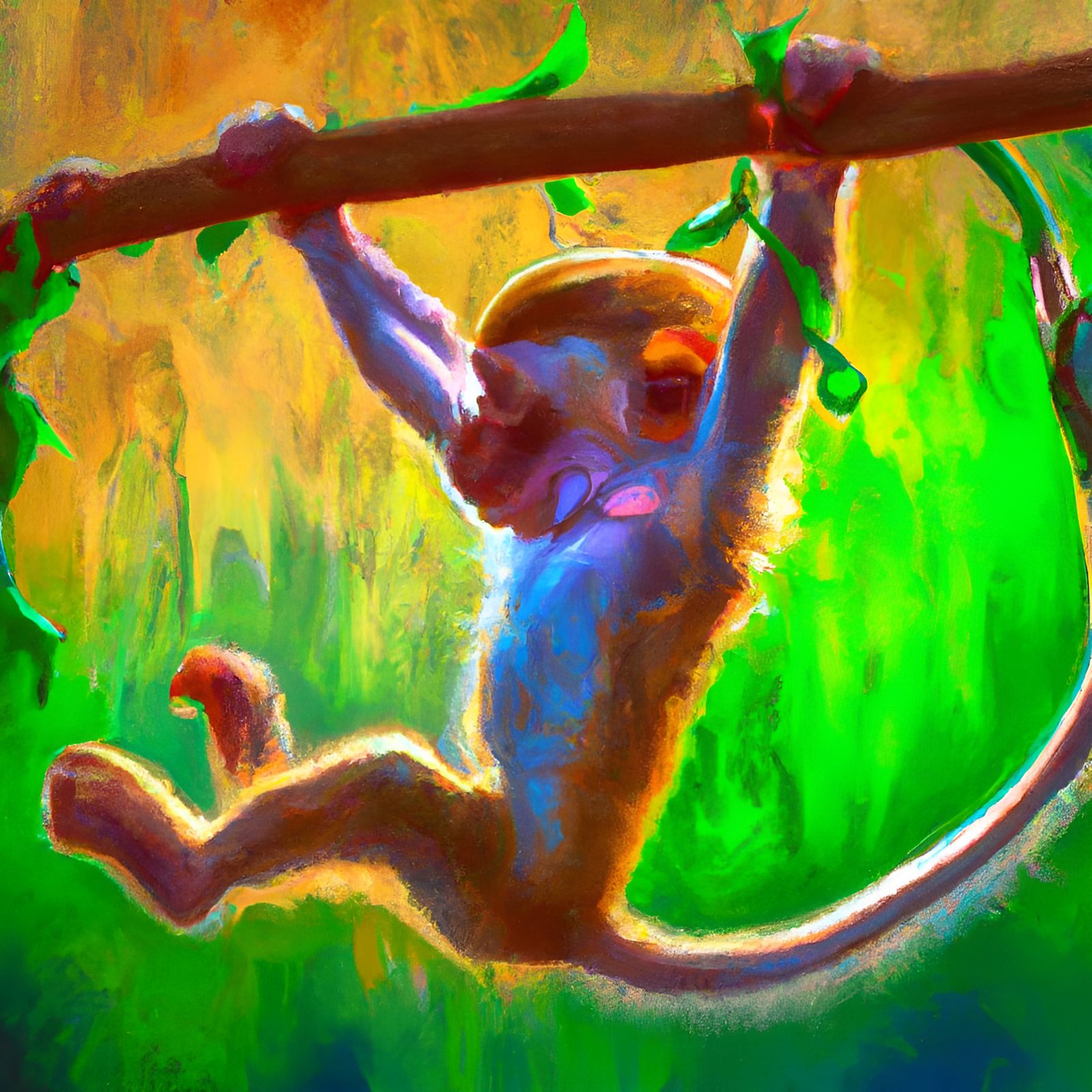 monkey swinging on vine