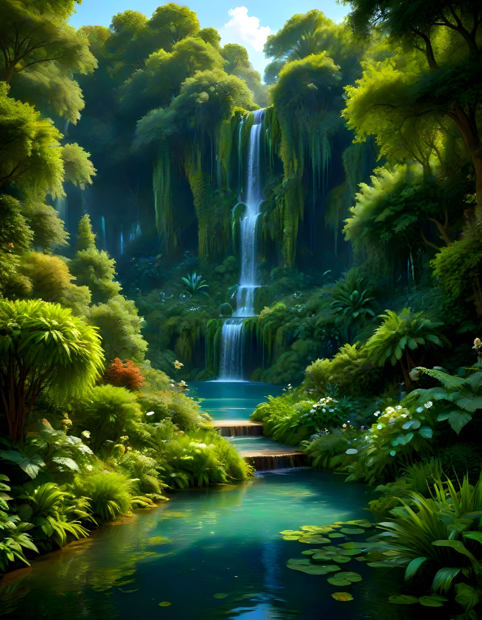 Waterfall in a garden